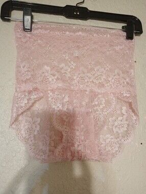 Charming Lover Sheer Pink Lace High-Waist Briefs